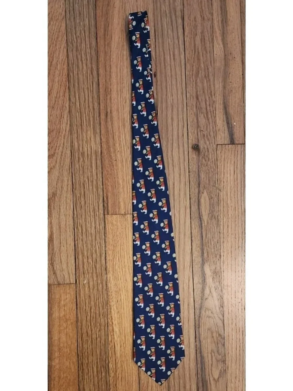 Men’s Tie 100% Silk 417 Van Heusen Blue Sailor Teddy Bear Daisies Floral Spring